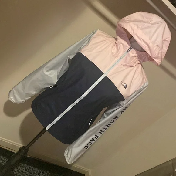 THE NORTH FACE Women’s Windbreaker Navy Blue/Pink/Silver Size Small - Picture 1 of 13